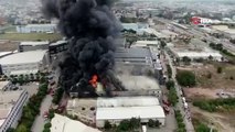 Bursa’da tekstil fabrikasındaki büyük yangın drone ile havadan böyle görüntülendi