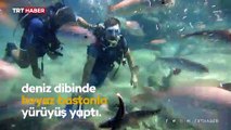 Deniz dibinde beyaz bastonla yürüyüş yaptılar