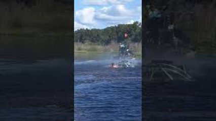 Sunken Airboat Gets Pulled to Shore
