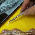 etched Damascus knife making mine craft  forging Damascus sword  Damascus knife forging