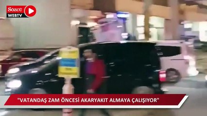 Akaryakıt zammı öncesi istasyonlarda kuyruk oluştu