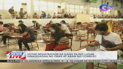 Voter registration sa ilang piling lugar, dinagdagan ng oras at araw ng COMELEC | News Live
