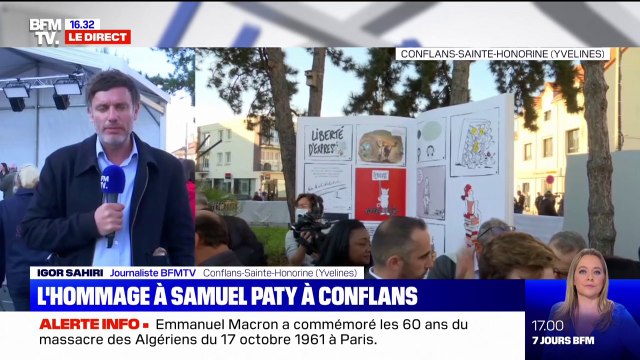 Hommage à Samuel Paty: le maire de Conflans-Sainte-Honorine dévoile un livre ouvert géant, symbole de la liberté d'expression