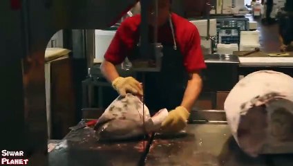 Great Frozen Tuna Cutting Skills and Machine