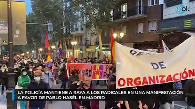 La Policía mantiene a raya a los radicales en una manifestación a favor de Pablo Hasél en Madrid