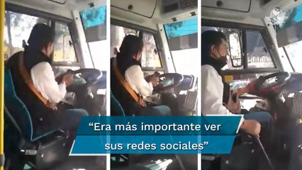“¡Agárrense de dónde puedan!” Exhiben a chofer de la ruta 39 que veía su celular mientras conducía