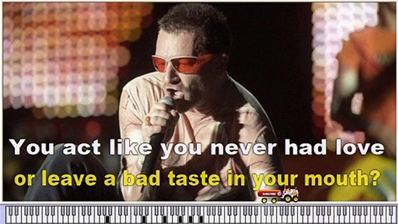 U2 -  ONE LOVE - karaoke Instrumental Version with virtual piano & lyrics