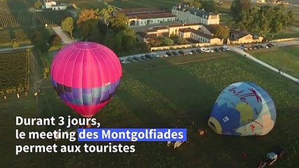 France: le vignoble de Saint-Emilion vu du ciel en montgolfière