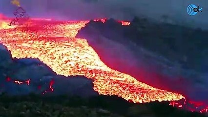 Las coladas de La Laguna avanzando con un "enorme aporte de energía" hacia el mar