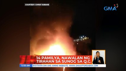14 pamilya, nawalan ng tirahan sa sunog sa Q.C. | UB