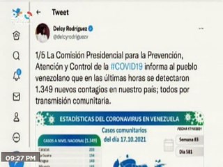 COVID-19 | Venezuela registró 1.349 nuevos casos de transmisión comunitaria y 372.863 recuperados