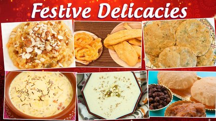 Festive Delicacies | Moong Dal Halwa | Jalebi Fafda | Rajgira Aloo Puri | Basundi | Suji Kheer