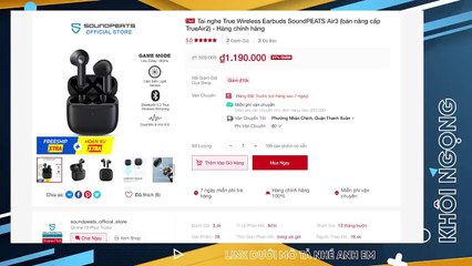 Tai nghe không dây siêu nhẹ, siêu nhỏ giá 1 triệu_ SoundPEATS Air3