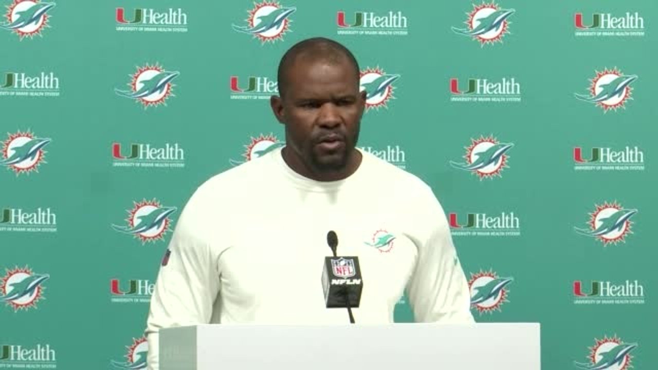 AMERICAN FOOTBALL: NFL: Miami Dolphins post-game reaction (Flores, Tagovailoa, Waddle, Wilkins)