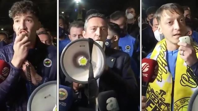 Ali Koç, Mesut Özil ve Altay, megafonla taraftarlara seslendi! Tek tek söz verdiler