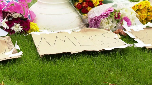 Flowers placed at Westminster in memory of Sir David Amess