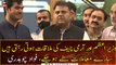 Federal Minister for Information Fawad Chaudhry talks to media