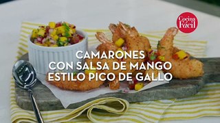 Camarones con salsa de mango estilo pico de gallo - Cocina Fácil