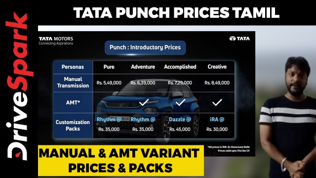 Tata Punch Prices In Tamil | Manual & AMT Variant Prices & Packs Cost