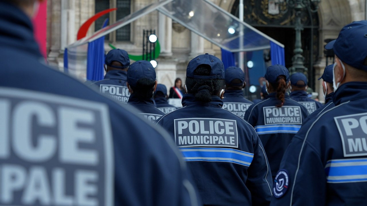 Police municipale à Paris : les 154 premiers diplômés présentés en rangs devant l’hôtel de ville