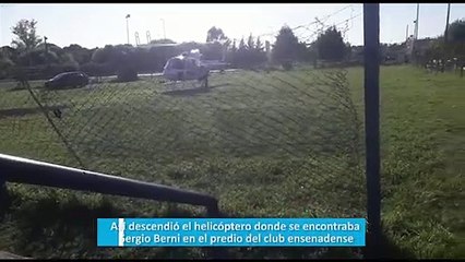 Así descendió el helicóptero donde se encontraba Sergio Berni en el predio del club ensenadense