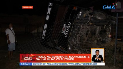 Truck ng buhangin, naaksidente sa ilalim ng C5 flyover | UB