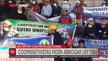 Mineros cooperativistas se suman al pedido de abrogación de la ley 1386, amenazan con masificar sus movilizaciones