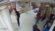 Hastanede güvenlik görevlilerine saldırı kamerada