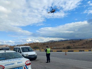 Ankara İl Jandarma ekiplerinden havadan trafik denetimi