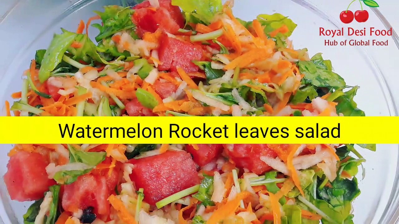 watermelon rocket leaves salad | Rocket leaves salad with Watermelon by royal desi food | Healthy salad recipes | Unique salad recipe | Weightloss salad recipe | Fatloss salad recipes
