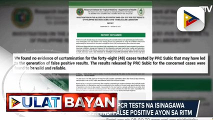 Resulta ng higit 40 RT-PCR tests na isinagawa ng PHL Red Cross, hindi false positive ayon sa RITM