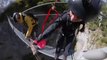 People Perform Base Jump With Parachutes From Bridge in Switzerland