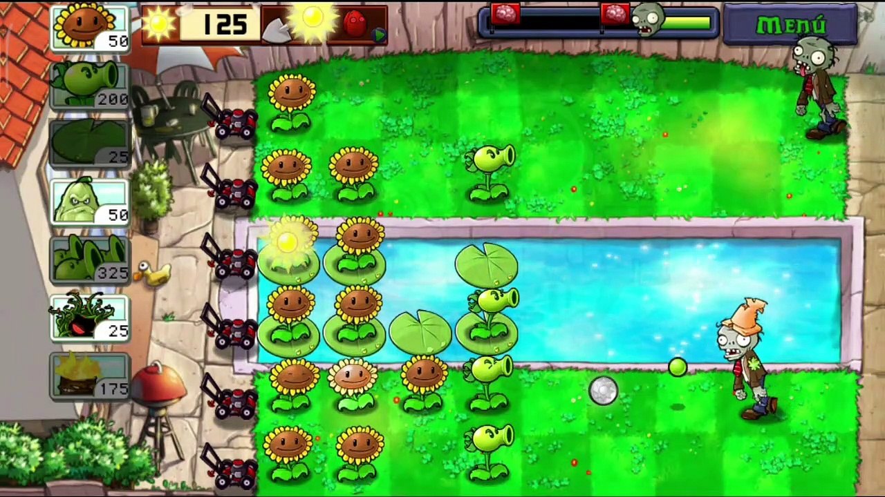 #28 Plantas Contra Zombis Free Aventura Piscina Nivel 8 / Consigo la Nuez Cascara-Rabias / Android