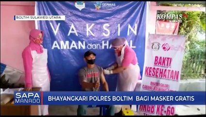Bhayangkari Polres Boltim  Bagi Masker Gratis