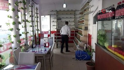 Maliyetlerin arttığı gerekçesiyle çiğ köfte dükkanında marul yetiştiriyor