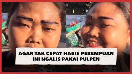 Agar Tak Cepat Habis Perempuan Ini Ngalis Pakai Pulpen, Hasilnya Jadi Sorotan