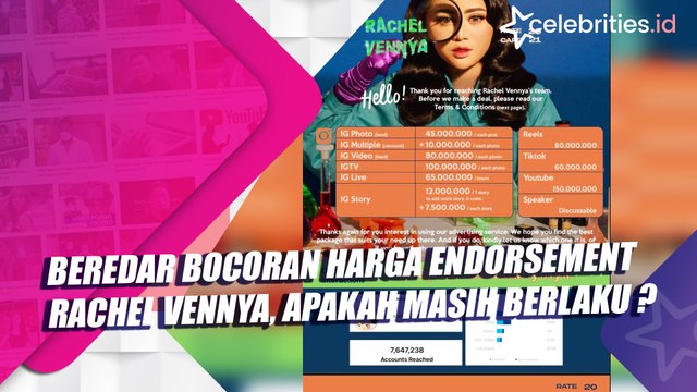 Beredar Bocoran Harga Endorsement Rachel Vennya, Apakah Masih Berlaku ?