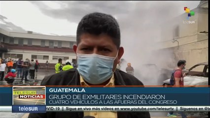 Militares veteranos protestan ante Congreso en Guatemala