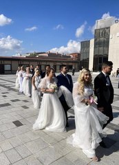 Roman çiftlere Üsküdar'da toplu nikah töreni yapıldı