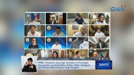 PRRD, hinamon ang mga senador na harangin ang pondo ng ehekutibo; Sotto: Baka nabigyan ng maling impormasyon ang Pangulo | Saksi