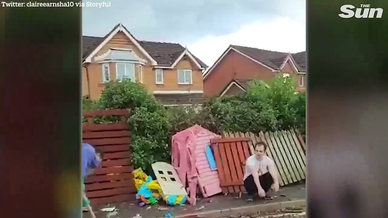 TORNADO hits Britain destroying trees & brick walls in severe UK weather