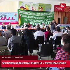 Habrán manifestaciones en Bolivia en rechazo a la Ley 1386
