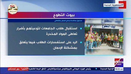 إكسترا نيوز تعرض تقريرا حول مشروع بيوت التطوع التابع لصندوق مكافحة وعلاج الإدمان
