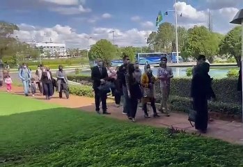 Chegada das juízas afegãs e seus familiares na Escola Superior de Defesa, em Brasília
