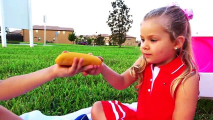 Kids Diana and her Barbie car - Camping adventure