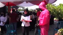Prajurit Squid Game Jaga Tes CPNS Kemenkumham Surabaya