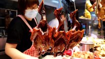 Street Food || Crispy Deep Fried Pigeons Roasted Pork Roasted Ducks Asian Food .