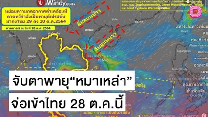 จับตาพายุลูกใหม่“หมาเหล่า”เข้าไทย 28 ต.ค.ทำฝนตกหนัก | เดลิ[HOT]นิวส์ 21/10/64