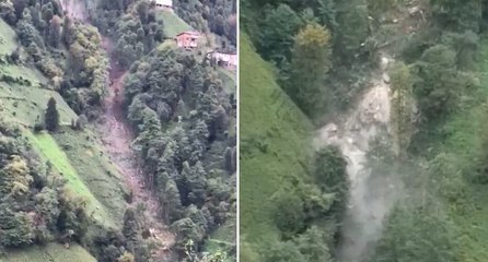 Korku dolu anlar! Rize’deki heyelanın görüntüleri ortaya çıktı