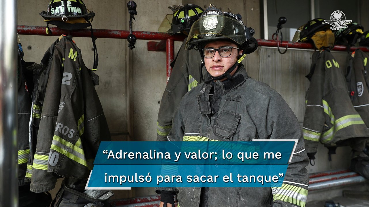Por instinto, valor y adrenalina, Alexis, del Heroico Cuerpo de Bomberos, sacó un tanque en llamas
